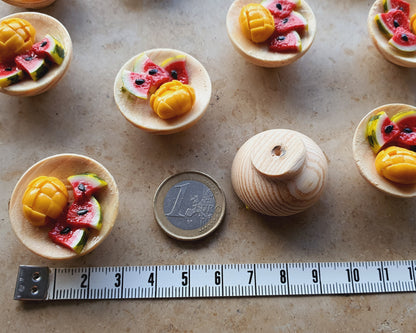 Mango-Wassermelone-Holzschale mit/ohne Kühlschrankmagnet