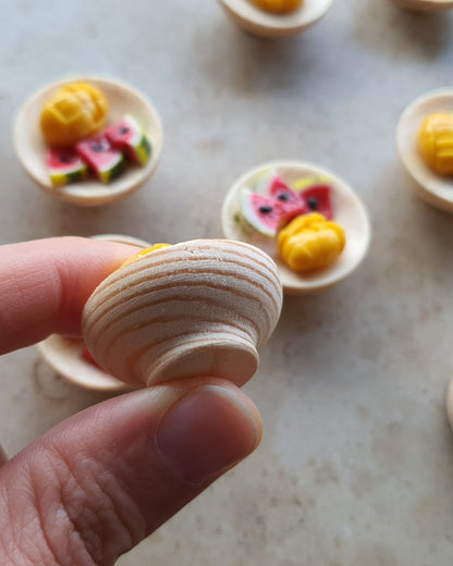 Mango-Wassermelone-Holzschale mit/ohne Kühlschrankmagnet
