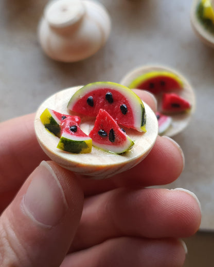 Wassermelone-Holzschale mit/ohne Kühlschrankmagnet