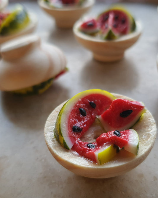 Wassermelone-Holzschale mit/ohne Kühlschrankmagnet