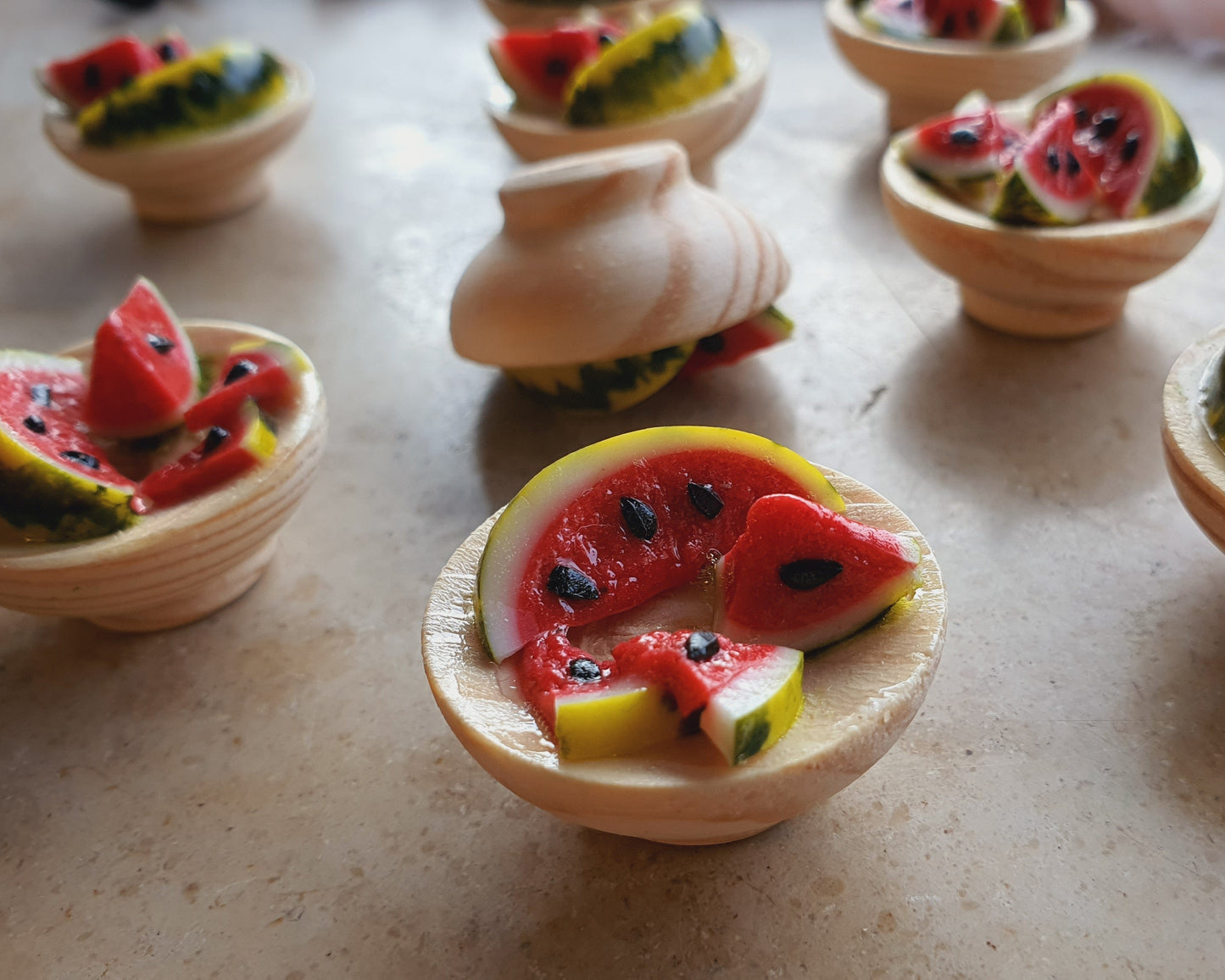 Wassermelone-Holzschale mit/ohne Kühlschrankmagnet